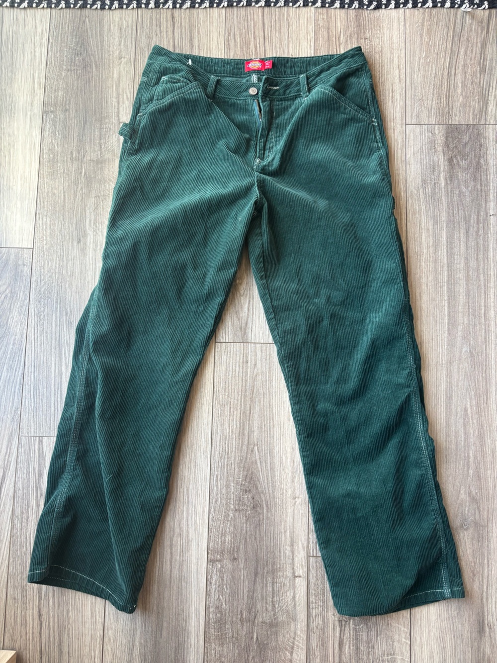 Dickies Women's Dark Green Corduroy Straight Leg Pants